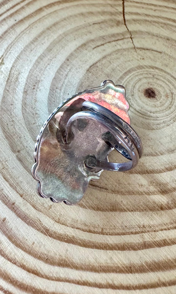 BIG BLUE VINTAGE 70s Turquoise & Sterling Silver Ring • Size 5 1/4