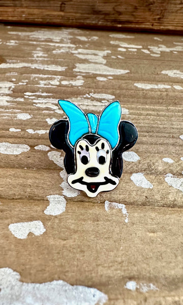 MINNIE MOUSE Zuni Toons Inlay Silver Ring • Size 9, 8