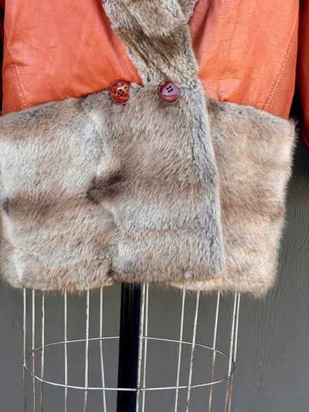 FUR AND LEATHER 80s Reversible Batwing Jacket • Large