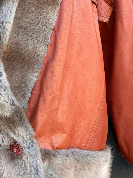 FUR AND LEATHER 80s Reversible Batwing Jacket • Large