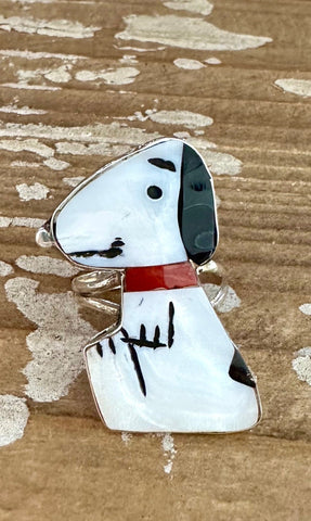 SNOOPY Zuni Toons Inlay Silver Ring • Size 9.5