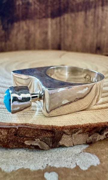 MODERN ASYMMETRICAL Turquoise and Sterling Silver Ring • Size 9