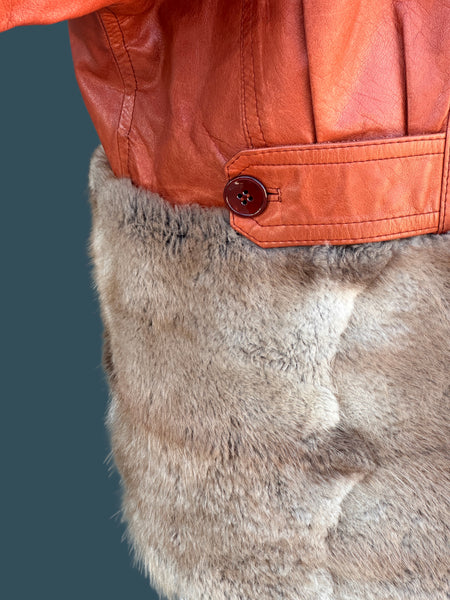 FUR AND LEATHER 80s Reversible Batwing Jacket • Large