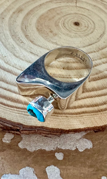MODERN ASYMMETRICAL Turquoise and Sterling Silver Ring • Size 9