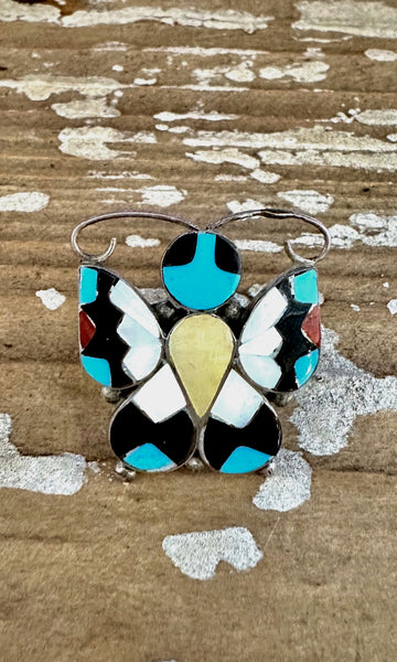 TAKING FLIGHT Allison Dishta Inlay Butterfly Zuni Ring • Size 5 & 9