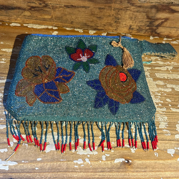 NATIVE AMERICAN CLUTCH 30s/40s Two-Sided Plateau Beaded Bag