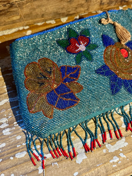 NATIVE AMERICAN CLUTCH 30s/40s Two-Sided Plateau Beaded Bag
