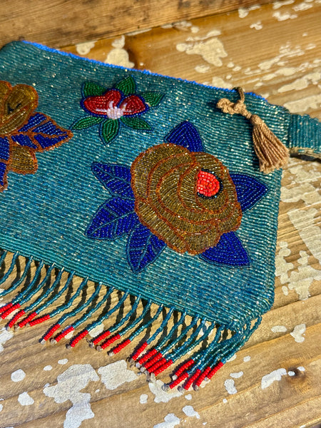 NATIVE AMERICAN CLUTCH 30s/40s Two-Sided Plateau Beaded Bag