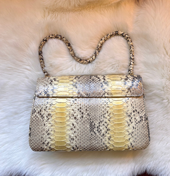KARA ROSS 2000s Python Bag w/ Jeweled Gemstone Clasp
