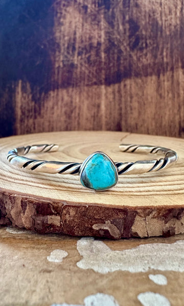 TURQUOISE TRIANGLE Small Sterling Silver Cuff