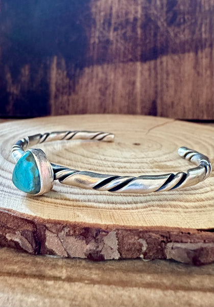 TURQUOISE TRIANGLE Small Sterling Silver Cuff