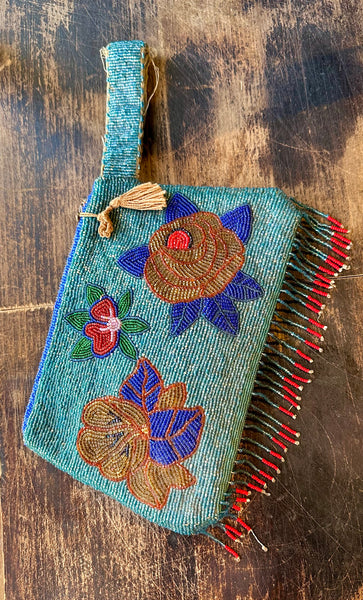 NATIVE AMERICAN CLUTCH 30s/40s Two-Sided Plateau Beaded Bag