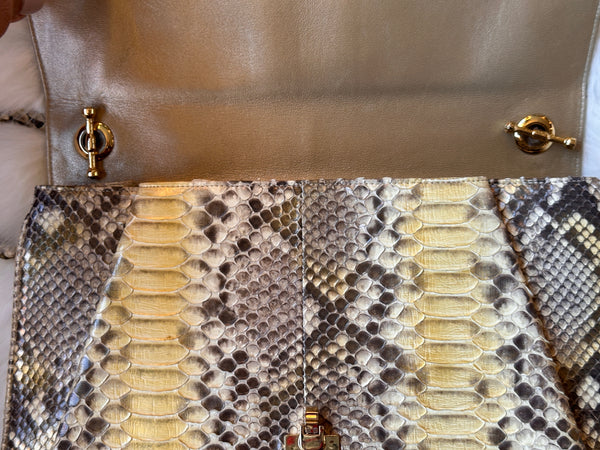 KARA ROSS 2000s Python Bag w/ Jeweled Gemstone Clasp