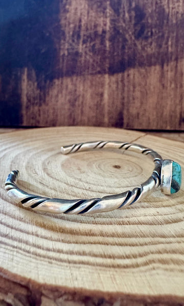 TURQUOISE TRIANGLE Small Sterling Silver Cuff