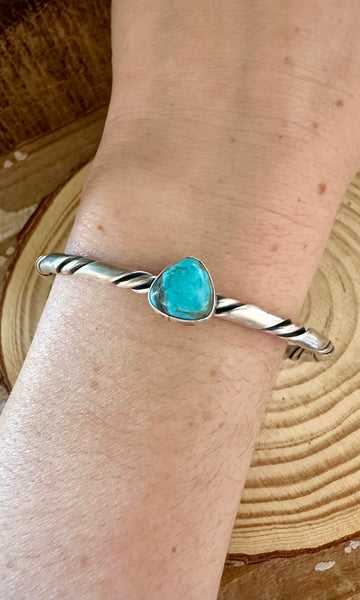 TURQUOISE TRIANGLE Small Sterling Silver Cuff