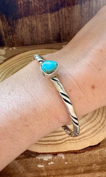 TURQUOISE TRIANGLE Small Sterling Silver Cuff