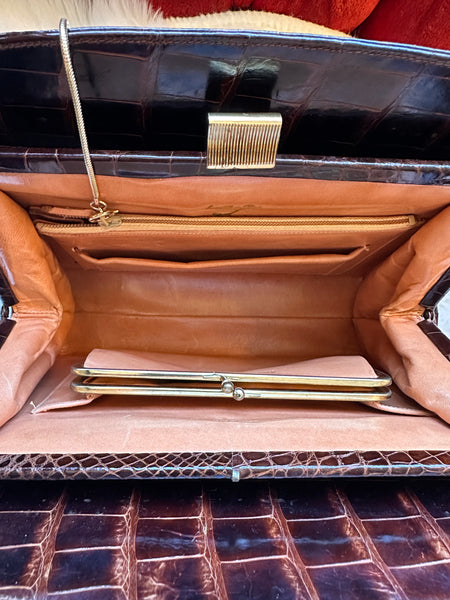 LUCILLE De PARIS 50s Alligator Handbag