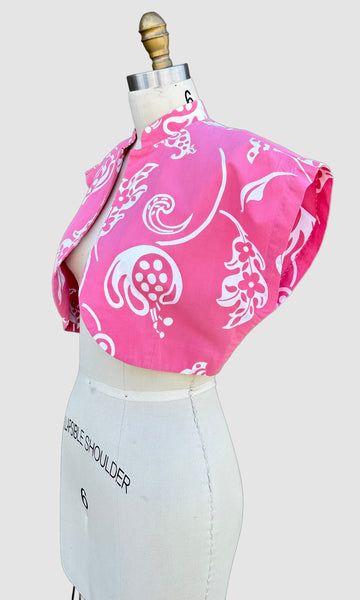 KAMEHAMEHA Vintage 80s Hawaiian Crop Top • Medium