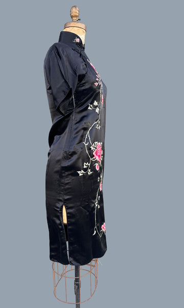 SATIN ROSE 40s Silk Embroidered Qipao Cheongsam • Medium