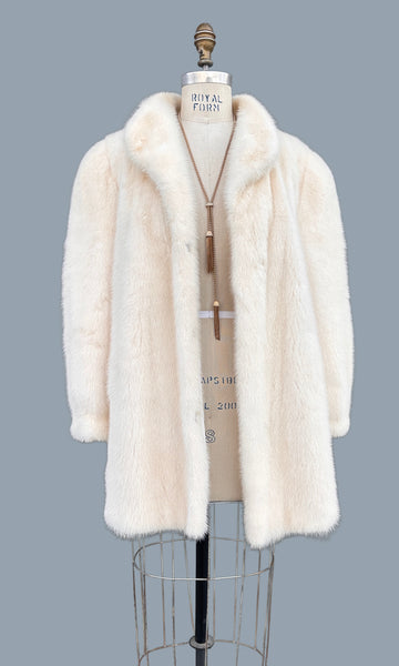 SNOW WHITE 80s Fur Mink Coat • Large