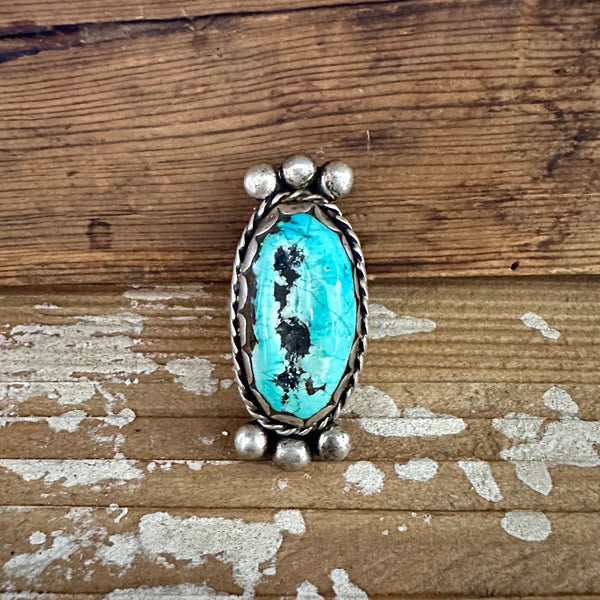 ONE MIND 60s/70s Vintage Large Turquoise Ring • Size 12