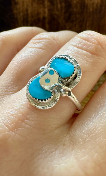EFFIE SMALL SNAKE Turquoise and Sterling Silver Ring • Multiple Sizes