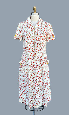 PICNIC PARTY Vintage 50s Floral Dress • Medium