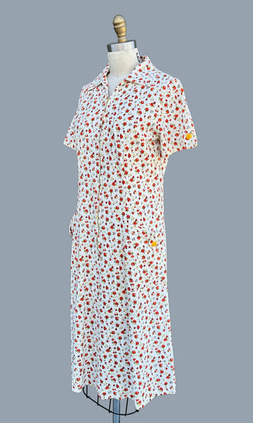 PICNIC PARTY Vintage 50s Floral Dress • Medium