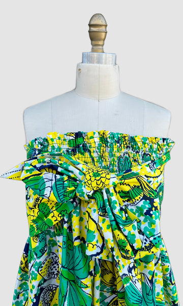 LILLY PULITZER Vintage 70s Strapless Dress • Large