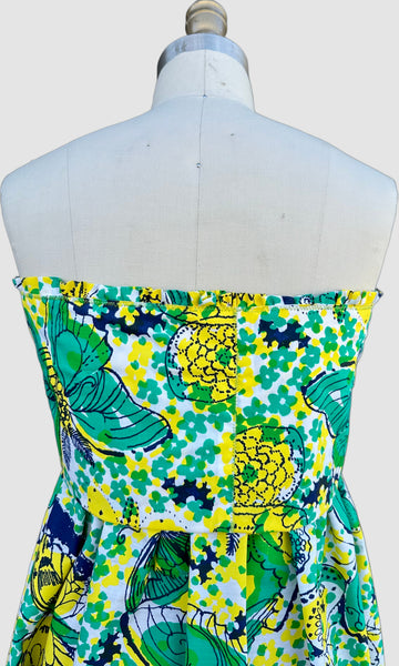 LILLY PULITZER Vintage 70s Strapless Dress • Large