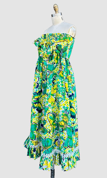 LILLY PULITZER Vintage 70s Strapless Dress • Large