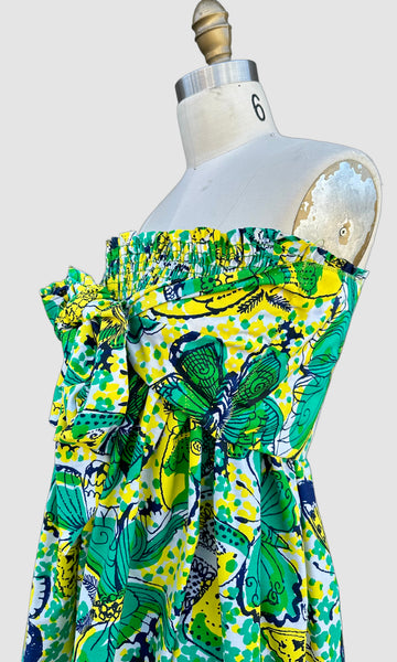 LILLY PULITZER Vintage 70s Strapless Dress • Large