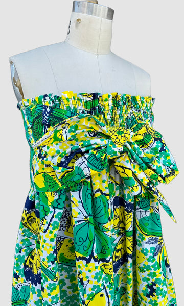 LILLY PULITZER Vintage 70s Strapless Dress • Large