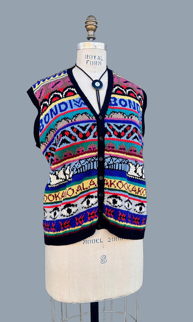 JENNY KEE 80s Uni Oz Sweater Vest • Med Large