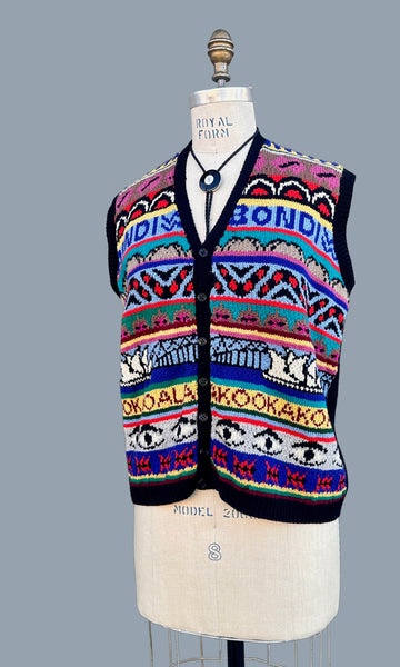 JENNY KEE 80s Uni Oz Sweater Vest • Med Large