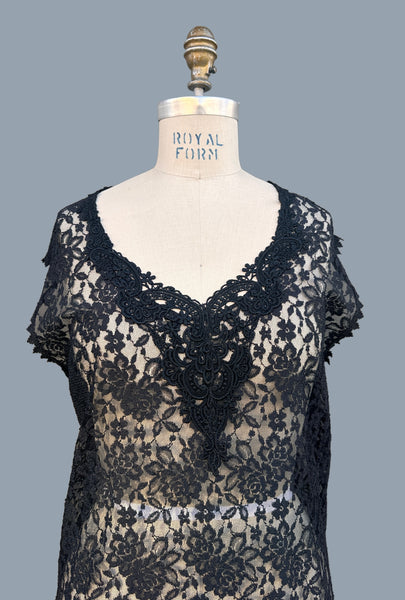 THE LADY ASHLEY COLLECTION 90s does 20s Chantilly Lace Dress • Large