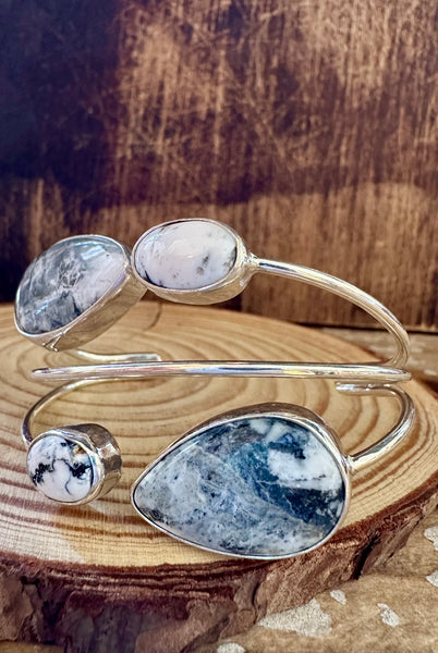 J. BEGAY MULTI White Buffalo Turquoise and Silver Cuff