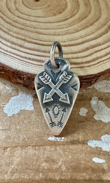 DAN DODSON Sterling Silver Arrowhead Dog Tag Charm