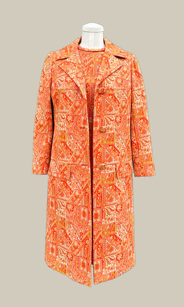 HURWITZ COUTURE Vintage 70s Coat and Dress Set • Small
