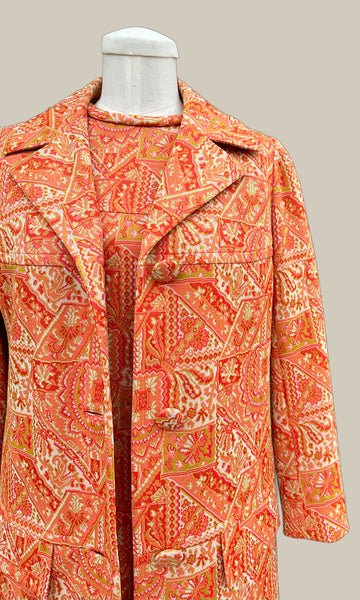 HURWITZ COUTURE Vintage 70s Coat and Dress Set • Small