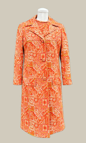 HURWITZ COUTURE Vintage 70s Coat and Dress Set • Small