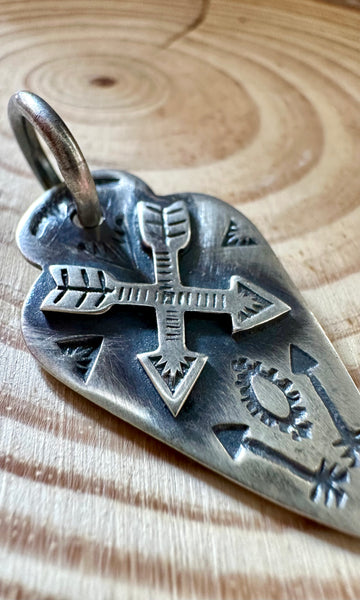 DAN DODSON Sterling Silver Arrowhead Dog Tag Charm