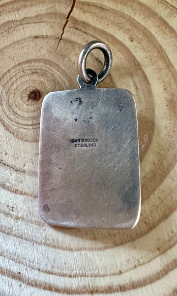 DAN DODSON Sterling Silver Snake & Arrow Turquoise Dog Tag Charm