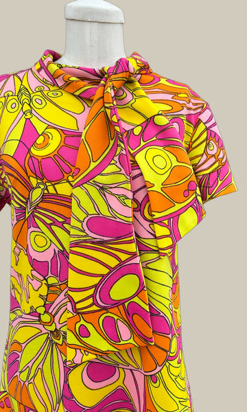 PSYCHEDELIC BUTTERFLY Vintage 60s Top • Sm. to Med.
