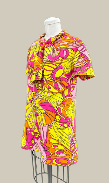 PSYCHEDELIC BUTTERFLY Vintage 60s Top • Sm. to Med.