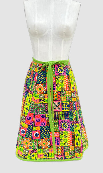 MEADOWBANK 60s Vintage Quilted Wrap Skirt • Sm. to Med.
