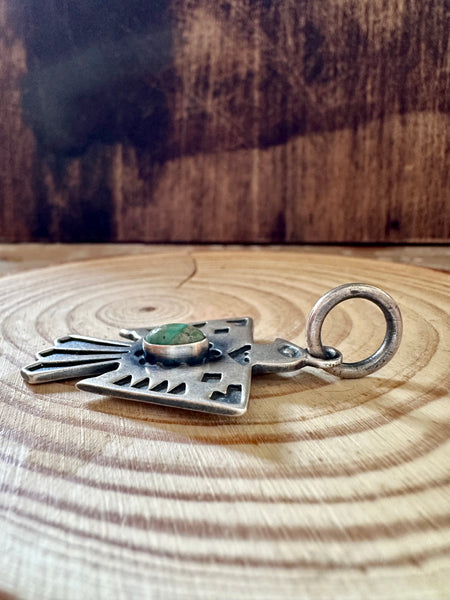 THUNDERBIRD TURQUOISE and Sterling Silver Dog Tag Charm
