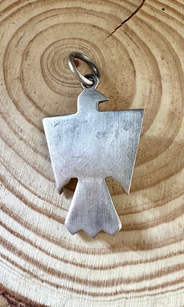 THUNDERBIRD TURQUOISE and Sterling Silver Dog Tag Charm