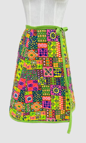 MEADOWBANK 60s Vintage Quilted Wrap Skirt • Sm. to Med.
