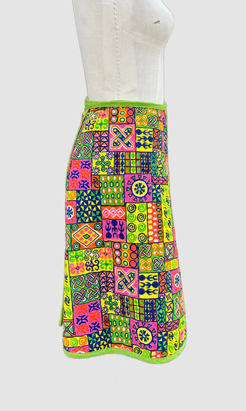 MEADOWBANK 60s Vintage Quilted Wrap Skirt • Sm. to Med.